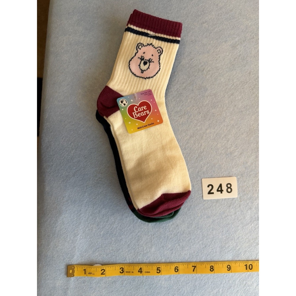 Care Bears Mid-Crew Socks 2-Pair Set Cream & Navy Multicolor Size 4 - 10